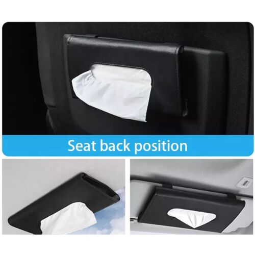 Leather Tissue Box Car Sun Visor Portable PU Storage Bag Holder Buckle for Masks