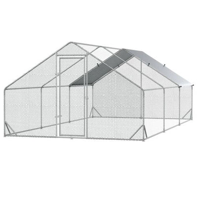 10&apos; x 20&apos; 6.5&apos; Chicken Coop Cage, Outdoor Hen House w/Cover &amp; Lockable Door 196393165867