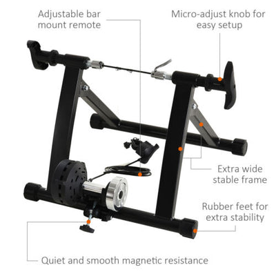 Indoor Magnetic Bike Bicycle Trainer Stand 5 Level Resistance Black