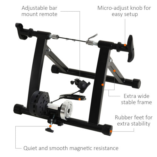 Indoor Magnetic Bike Bicycle Trainer Stand 5 Level Resistance Black
