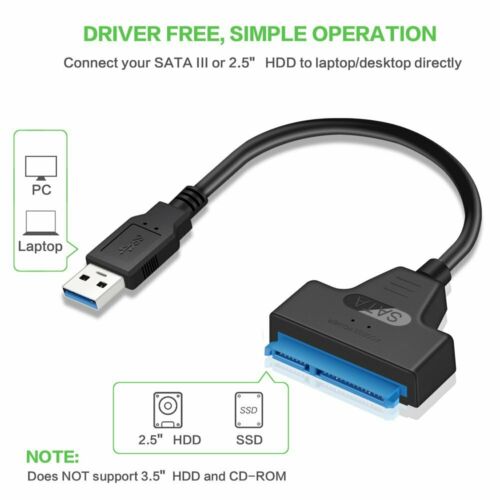 USB 3.0 to SATA 2.5" SSD Adapter Cable Data Converter Hard Drive to USB