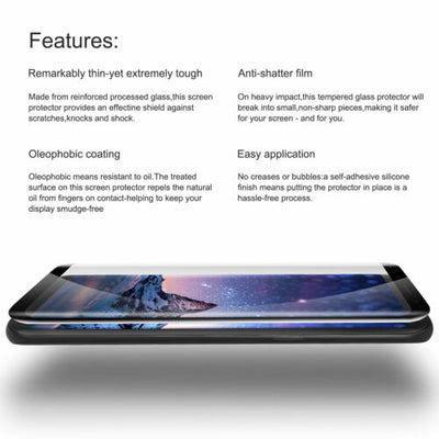 3D Curved Tempered Glass Screen Protector for Samsung Galaxy S9 S8 Plus S7 Edge