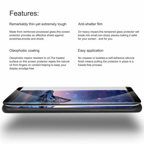 3D Curved Tempered Glass Screen Protector for Samsung Galaxy S9 S8 Plus S7 Edge