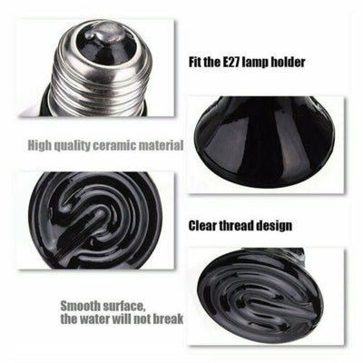 100W CERAMIC HEAT BULB REPTILE PET COOP GROW EMITTER BROODER INFRARED LAMP CA