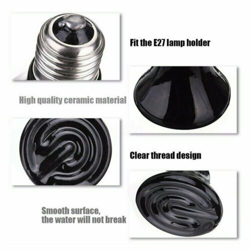 100W CERAMIC HEAT BULB REPTILE PET COOP GROW EMITTER BROODER INFRARED LAMP CA