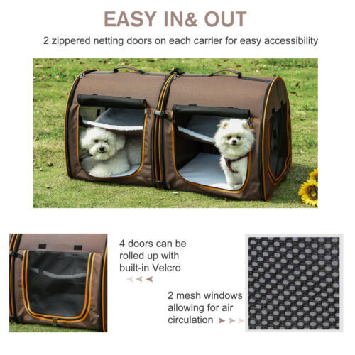 Large Portable Double Cat Pet Carrier Kennel Bag Oxford Travel Car Seat