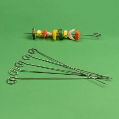 6pcs BBQ Kabob Skewers Roasting Sticks Meat Skewers 35cm Flat Stainless Steel