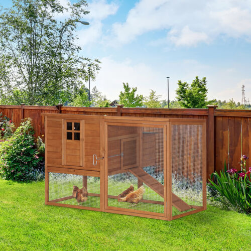 PawHut Deluxe Wood Poultry Chicken Coop Run Backyard Nesting Box Hen House Hutch