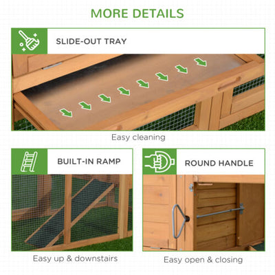 PawHut 75&apos;&apos; Wooden Poultry Chicken Coop Hen House  with Egg Box Backyard Run 799932993831