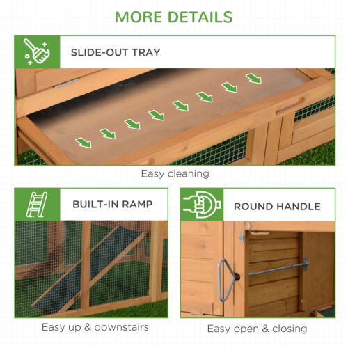PawHut 75&apos;&apos; Wooden Poultry Chicken Coop Hen House  with Egg Box Backyard Run 799932993831