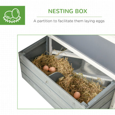 64&quot; Wooden Chicken Coop Hen House with Openable Hollow Sheet Roof Tray
