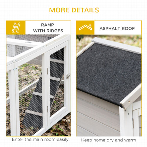 102&quot; 2-in-1 Wooden Rabbit Hutch, Double Main House Pet Playpen w/Tray Ramp Grey 196393159293