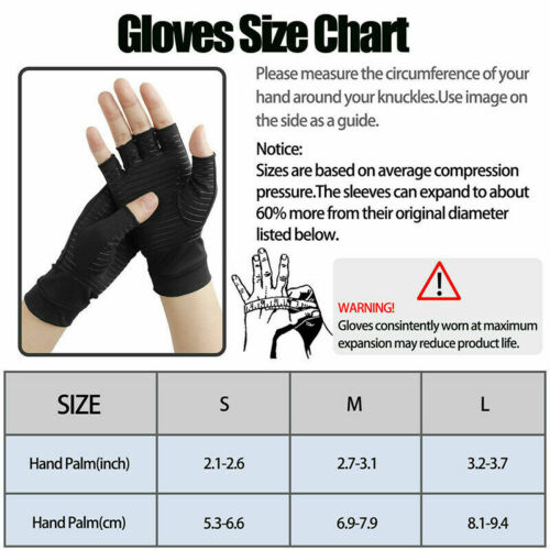 Compression Copper Arthritis Gloves Hand Wrist Brace Finger Pain Relief Support
