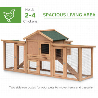 80&quot; Wooden Chicken Coop Backyard Hen Cage House Poultry w/ Nesting Box Run