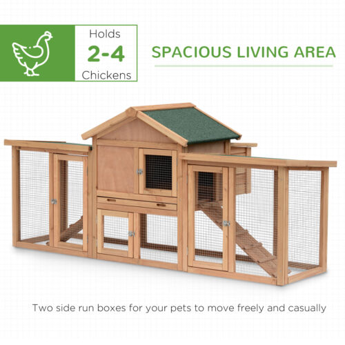 80&quot; Wooden Chicken Coop Backyard Hen Cage House Poultry w/ Nesting Box Run