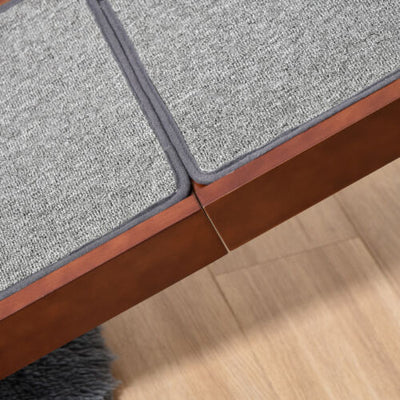 Pet Ramp Bed Steps for Dogs Cats with Non-slip Carpet Top Platform Brown Grey