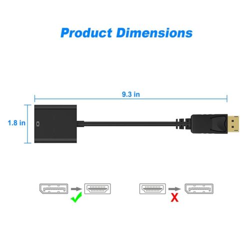 Displayport DP to HDMI Cable Male to Male HD 1080P High Speed Display Port Lead