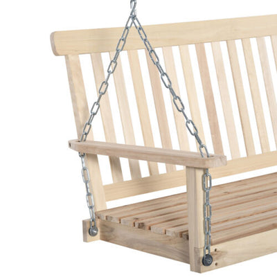 2-Person Heavy Duty Hanging Swinging Outside Front Bench w/ Fir Wood, Natural