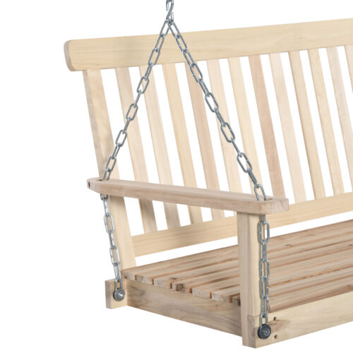 2-Person Heavy Duty Hanging Swinging Outside Front Bench w/ Fir Wood, Natural