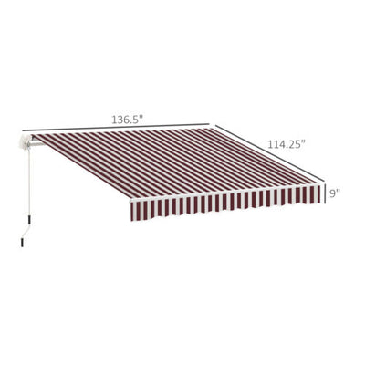11&apos; x 10&apos; Retractable Awning Fabric Replacement UV Protection Canopy Red &amp; White