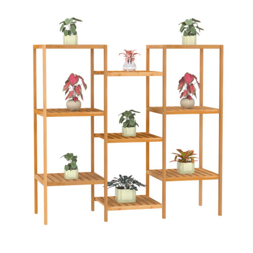 9 Tier Bamboo Storage Rack DIY Plant Stand Storage Holder Home Organizer