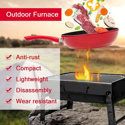 Portable Outdoor Barbeque Charcoal BBQ Grill Set Oven Foldable Carbon Grill CA
