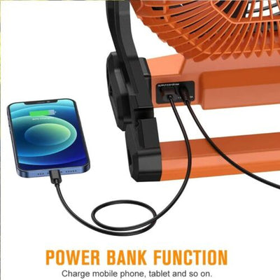 Outdoor Portable Camping Tent Fan with LED Light Rechargeable Cordless Tent Lamp