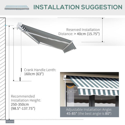 8&apos;x7&apos; Manual Retractable Patio Awning Shelter UV Protection