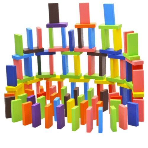 120Pcs Kids Wooden Coloured Tiles Dominoes Set Toy Blocks Arts Crafts Fun Gam CA