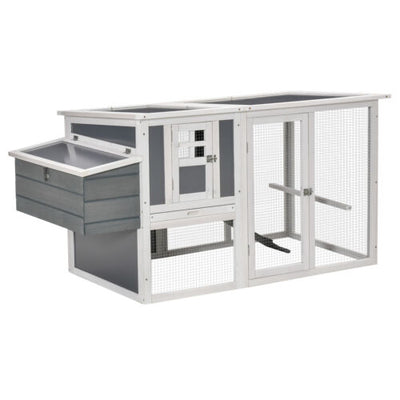 64&quot; Wooden Chicken Coop Hen House with Openable Hollow Sheet Roof Tray