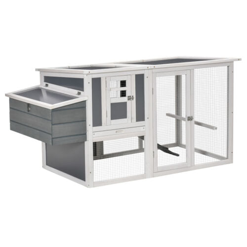 64&quot; Wooden Chicken Coop Hen House with Openable Hollow Sheet Roof Tray