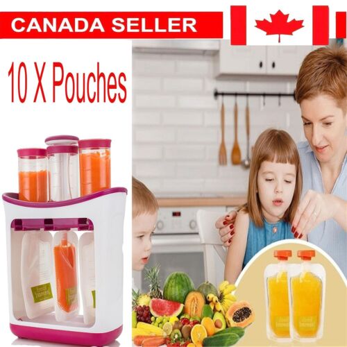 10x Pouch Fruit Juice Squeeze Station Bags Infant Baby Fresh Food Maker For Kids
