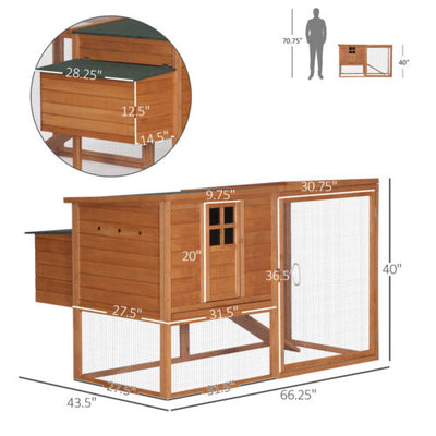 PawHut Deluxe Wood Poultry Chicken Coop Run Backyard Nesting Box Hen House Hutch
