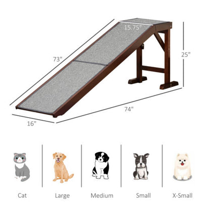 Pet Ramp Bed Steps for Dogs Cats with Non-slip Carpet Top Platform Brown Grey