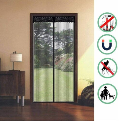 Magnetic Door Mesh Black Fly Screen Magic Mosquito Bug Curtain Hands Free