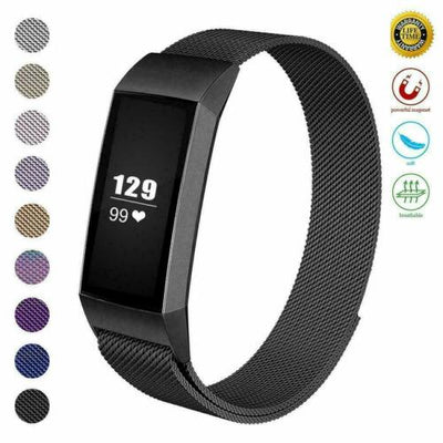 Replacement Stainless Magnet Bracelet Wrist Strap For Fitbit Charge 3 Watch Band