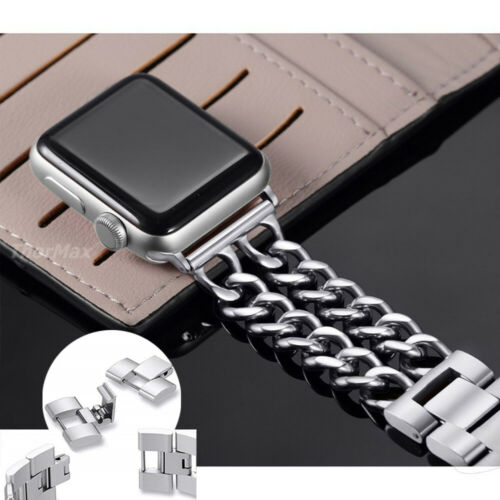 For Apple Watch Stainless Steel Dual Loop iWatch Link Band Strap 38 40 42 44 mm