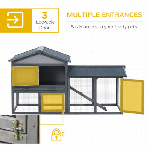 Two Story Small Animal House w/ Slide Out Tray, Ramp, Outdoor Run, Gray 842525131261