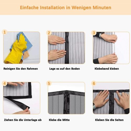 Magnetic Door Mesh Black Fly Screen Magic Mosquito Bug Curtain Hands Free
