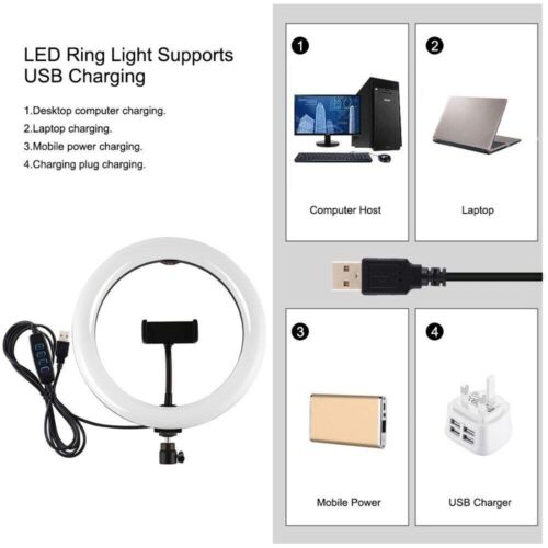 Selfie Ring Light With Tripod Stand and Phone Holder LED Makeup Circle Lamp CA