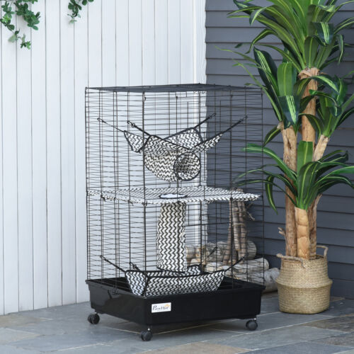 Small Animal Habitat Pet Play House for Ferret w/ Wheels Hammocks Tunnels
