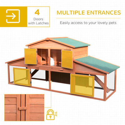 Big Rabbit Cage Guinea Pig House W/ Double Ramp, Weatherproof Wood Rabbit Hutch