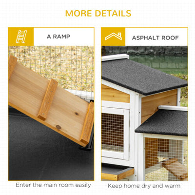 90.5&quot; Wooden Rabbit Hutch w/ Double Side Run Boxes Pull-out Tray Ramp 196393071090