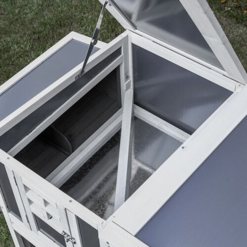 64&quot; Wooden Chicken Coop Hen House with Openable Hollow Sheet Roof Tray