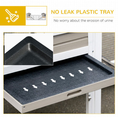 102&quot; 2-in-1 Wooden Rabbit Hutch, Double Main House Pet Playpen w/Tray Ramp Grey 196393159293
