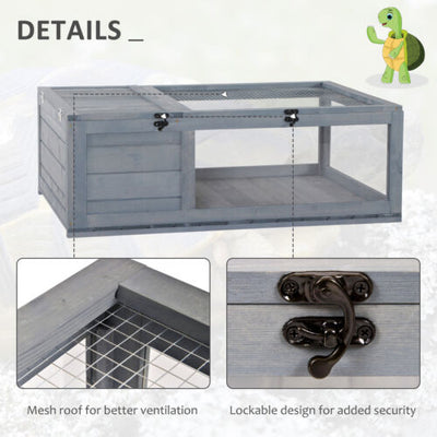 Wooden Reptile Cage with 3 Windows Slide-out Tray for Turtles, Lizards, Snakes 842525165495
