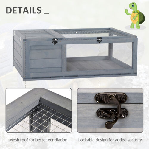 Wooden Reptile Cage with 3 Windows Slide-out Tray for Turtles, Lizards, Snakes 842525165495