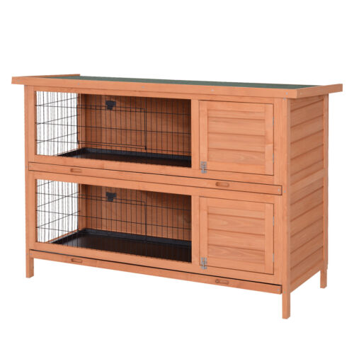Bunny Hutch with Dividers Asphalt Roof for Small Animals and Outdoors, Orange