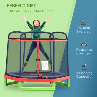 7 FT Kids Trampoline w/ Enclosure Safety Net Zipper Playground Bouncer Gym Toy