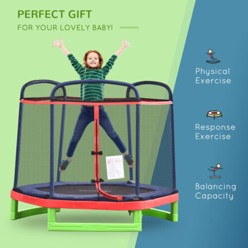 7 FT Kids Trampoline w/ Enclosure Safety Net Zipper Playground Bouncer Gym Toy